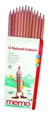 12 Wooden Natural Coloured Pencils