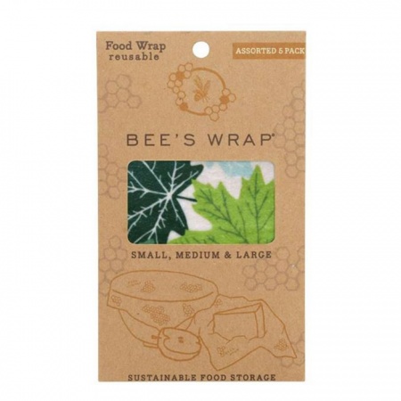 Bee's Wrap  Forest Floor Print Assorted Set of 5 Wraps (S, M, L)