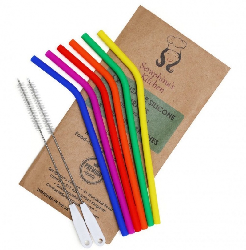 Reusable Silicone Straws & Cleaning Brush boobalou.co.uk