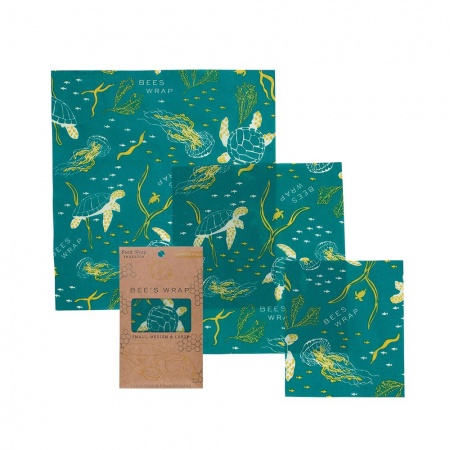 Bees Wrap  Ocean Print Assorted Set of 3 Wraps (S, M, L)