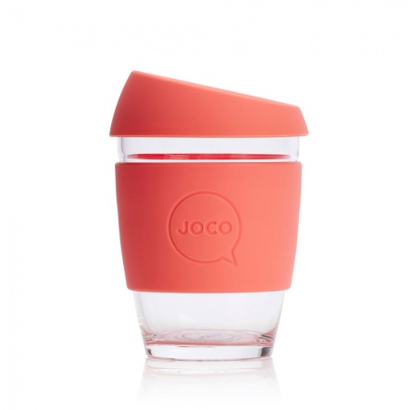 JOCO Cup Reusable Glass Coffee Cup 16oz - Persimmon
