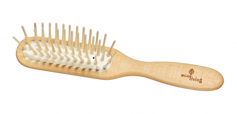 Wooden Hairbrush - Extra-long Wooden Pins (rectangle)